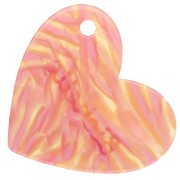 Colgante corazón 39x45 mm acetato - Bichette - Rosa jaspeado - Amarillo - Rosa intenso x1