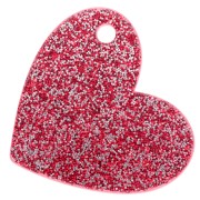 Colgante corazón 39x45 mm acrílico - Mommy Dearest - Red Glitter - Gold x1