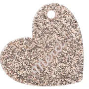 Colgante corazón 39x45 mm acrílico - ¡Gracias! - Purpurina oro claro - Blanco x1