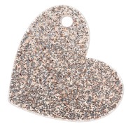 Colgante corazón 39x45 mm acrílico - ¡Gracias! - Purpurina oro claro - Blanco x1