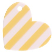 Colgante corazón 39x45 mm acetato - Dolce vita - Amarillo - Blanco - Rayas azules x1