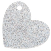 Colgante corazón acrílico 39x45mm - Perla - Brillo AB plateado - Rosa claro x1