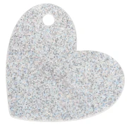 Colgante corazón acrílico 39x45mm - Perla - Brillo AB plateado - Rosa claro x1