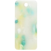 Colgante rectángulo 55x25 mm acrílico - Casa de la Felicidad - Verde terrazo - Blanco