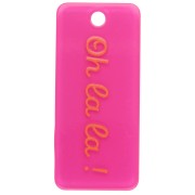 ¡Colgante rectángulo 55x25mm acetato - Oh la la ! - Rosa fluorescente - Naranja x1