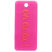 ¡Colgante rectángulo 55x25mm acetato - Oh la la ! - Rosa fluorescente - Naranja x1