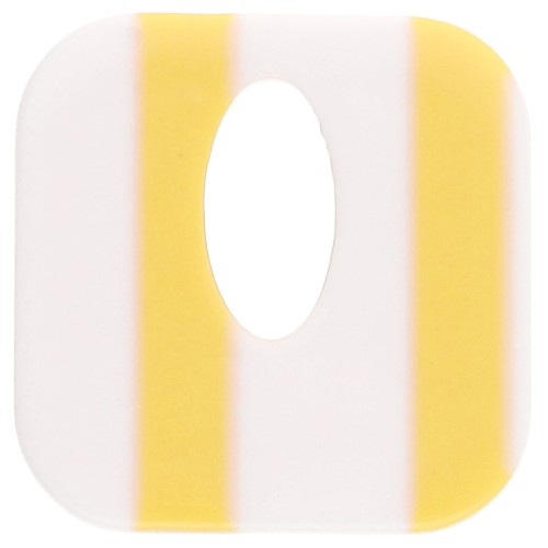 Colgante de acetato cuadrado 21 mm - Blanco - Rayas amarillas x1