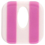 Colgante cuadrado de acetato, hueco 21 mm - Rayas Blanco - Magenta x1