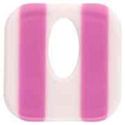 Colgante cuadrado de acetato, hueco 21 mm - Rayas Blanco - Magenta x1