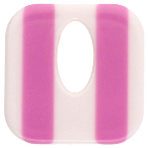 Colgante cuadrado de acetato, hueco 21 mm - Rayas Blanco - Magenta x1