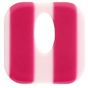 Colgante cuadrado de acetato, hueco 21 mm - Rayas Blancas - Frambuesa x1