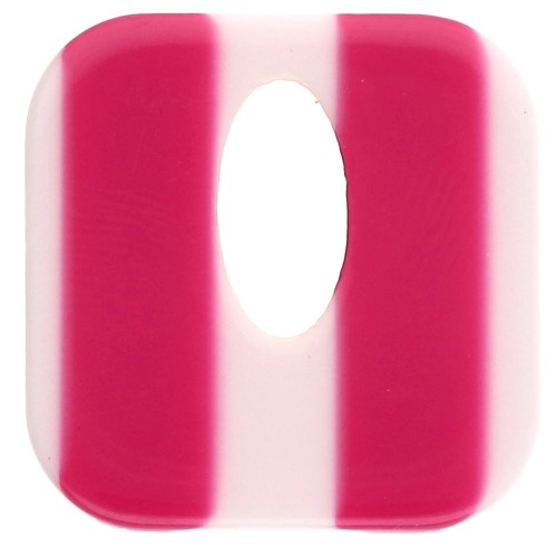 Colgante cuadrado de acetato, hueco 21 mm - Rayas Blancas - Frambuesa x1