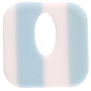 Colgante cuadrado de acetato, hueco 21 mm - Blanco - Rayas azul claro x1