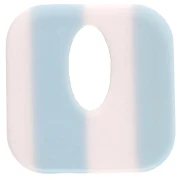 Colgante cuadrado de acetato, hueco 21 mm - Blanco - Rayas azul claro x1