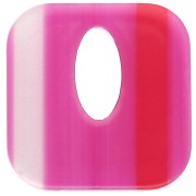 Colgante cuadrado de acetato, hueco 21 mm - Rayas fucsia - Rojo - Blanco x1