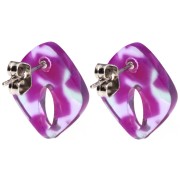 Pendientes diamante hueco 16x14 mm acetato - Carey - Violeta - Verde x2