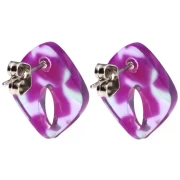 Pendientes diamante hueco 16x14 mm acetato - Carey - Violeta - Verde x2