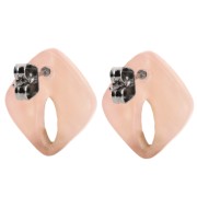 Pendientes diamante hueco acetato 16x14 mm - Salmón jaspeado nacarado x2
