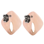 Pendientes diamante hueco acetato 16x14 mm - Salmón jaspeado nacarado x2
