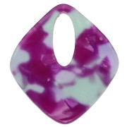 Colgante Acetato Diamante Hueco 28x25 mm - Carey - Violeta - Verde x1