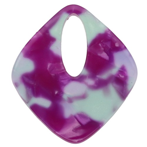 Colgante Acetato Diamante Hueco 28x25 mm - Carey - Violeta - Verde x1