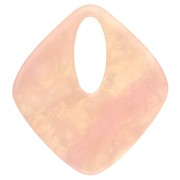 Colgante de acetato en forma de diamante 28x25 mm - Salmón jaspeado nacarado x1