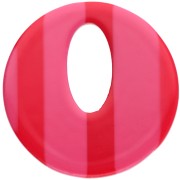 Colgante hueco redondo de acetato de 21 mm - Rosa - Rayas rojas x1