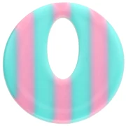 Colgante redondo hueco de acetato de 21 mm - Rayas turquesa - Rosa claro x1