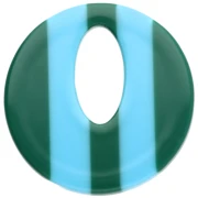 Colgante hueco redondo de acetato de 21 mm - Azul claro - Rayas verde oscuro x1