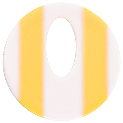 Colgante hueco redondo de acetato de 21 mm - Blanco - Rayas amarillas x1
