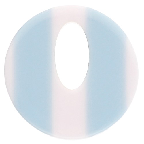 Colgante de acetato redondo de 21 mm - Blanco - Rayas azul claro x1