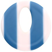 Colgante hueco redondo de acetato de 21 mm - Blanco - Rayas azul oscuro x1