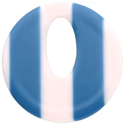 Colgante hueco redondo de acetato de 21 mm - Blanco - Rayas azul oscuro x1