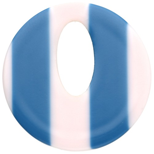 Colgante hueco redondo de acetato de 21 mm - Blanco - Rayas azul oscuro x1