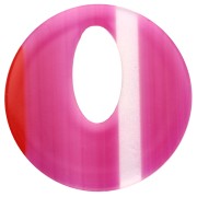 Colgante hueco redondo de acetato de 21 mm - Rayas fucsia - Rojo - Blanco x1