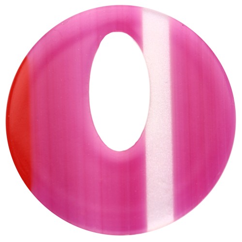 Colgante hueco redondo de acetato de 21 mm - Rayas fucsia - Rojo - Blanco x1