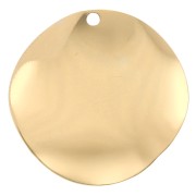Colgante redondo ondulado de 21 mm - Dorado en oro fino x1