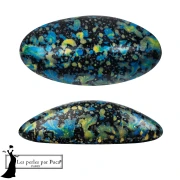 Athos 3D de Puca®: cabujón ovalado de cristal de 20 x 10 mm - Esmalte azul y amarillo x1