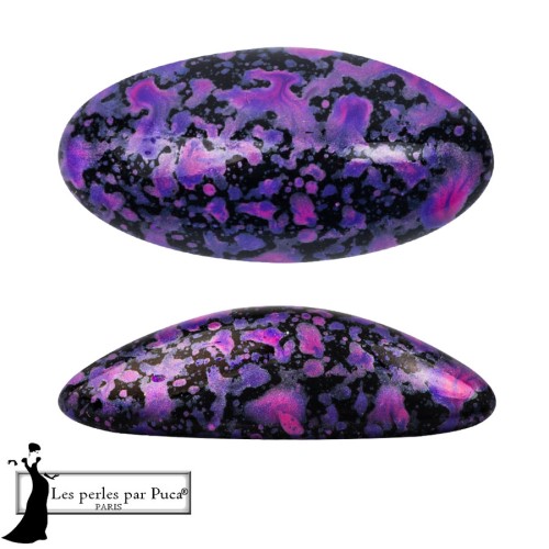 Athos 3D de Puca®: cabujón ovalado de cristal de 20 x 10 mm - Esmalte morado y rosa x1