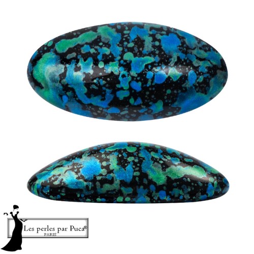 Athos 3D de Puca®: cabujón ovalado de cristal de 20 x 10 mm - Esmalte turquesa x1