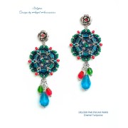 Cuentas de cristal Delos® de Puca® 6x11 mm - Azul esmaltado x10 g