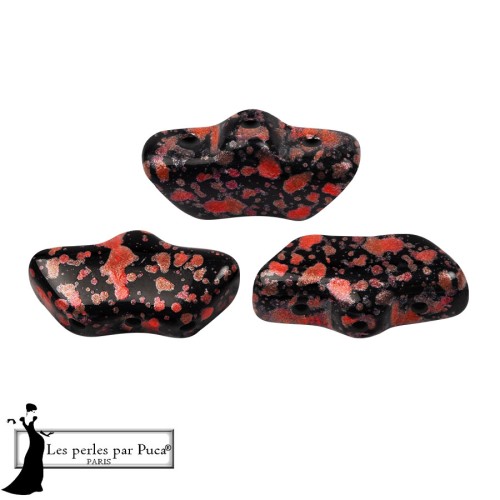 Cuentas de cristal Delos® de Puca® 6x11 mm - Enamel Red x10 g