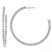Regalo - Pendientes de aro de 51 mm de óxido de circonio - Acero inoxidable 316L x2