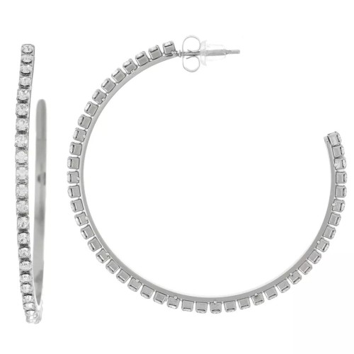 Regalo - Pendientes de aro de 51 mm de óxido de circonio - Acero inoxidable 316L x2
