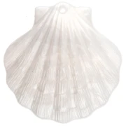 Colgante concha 41x40 mm, acrílico - Blanco Nacarado x1