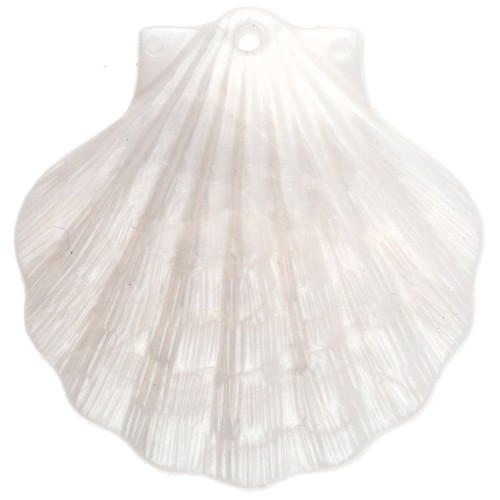 Colgante concha 41x40 mm, acrílico - Blanco Nacarado x1