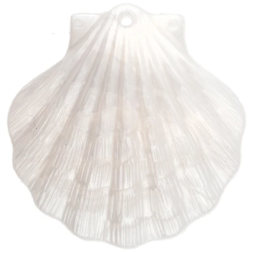 Colgante concha 41x40 mm, acrílico - Blanco Nacarado x1