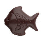 Cuenta acrílica pez 25x30 mm - Marrón oscuro x1