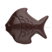 Cuenta acrílica pez 25x30 mm - Marrón oscuro x1