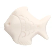 Cuenta acrílica pez 25x30 mm - Crema x1
